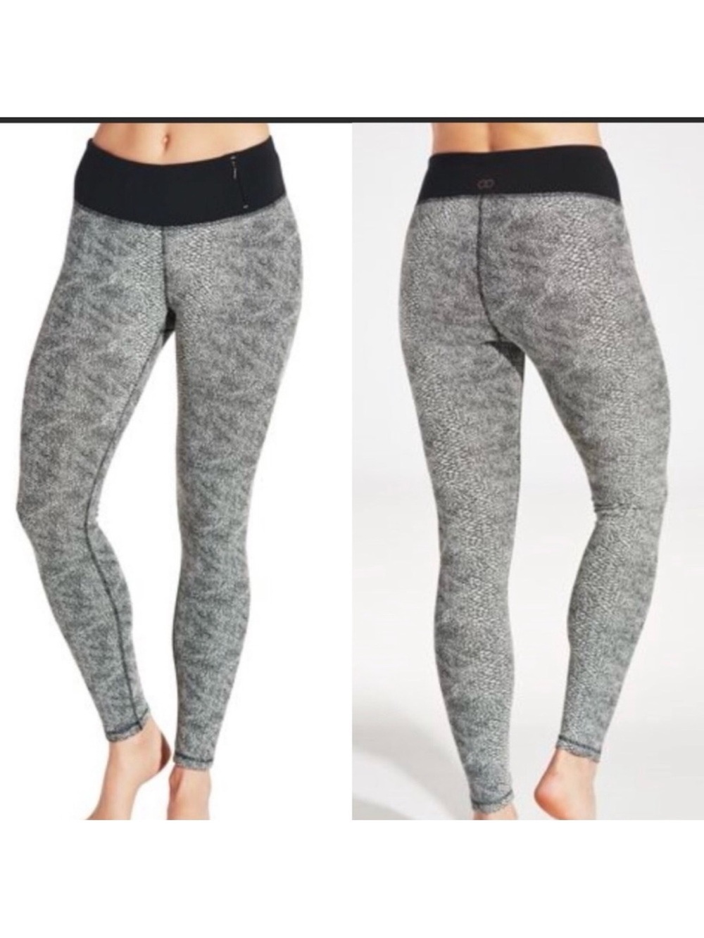 CALIA Textured Athletic Leggings: Black & Grey Snakeskin Python